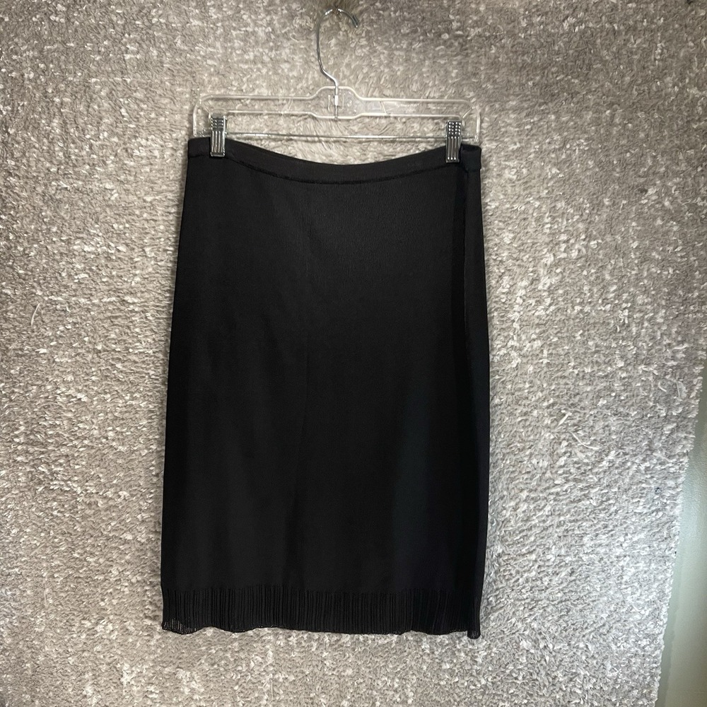 GIANNI VERSACE Couture Black Slinky Pencil‎ Skirt Size 46 Stretch Preppy Classic
